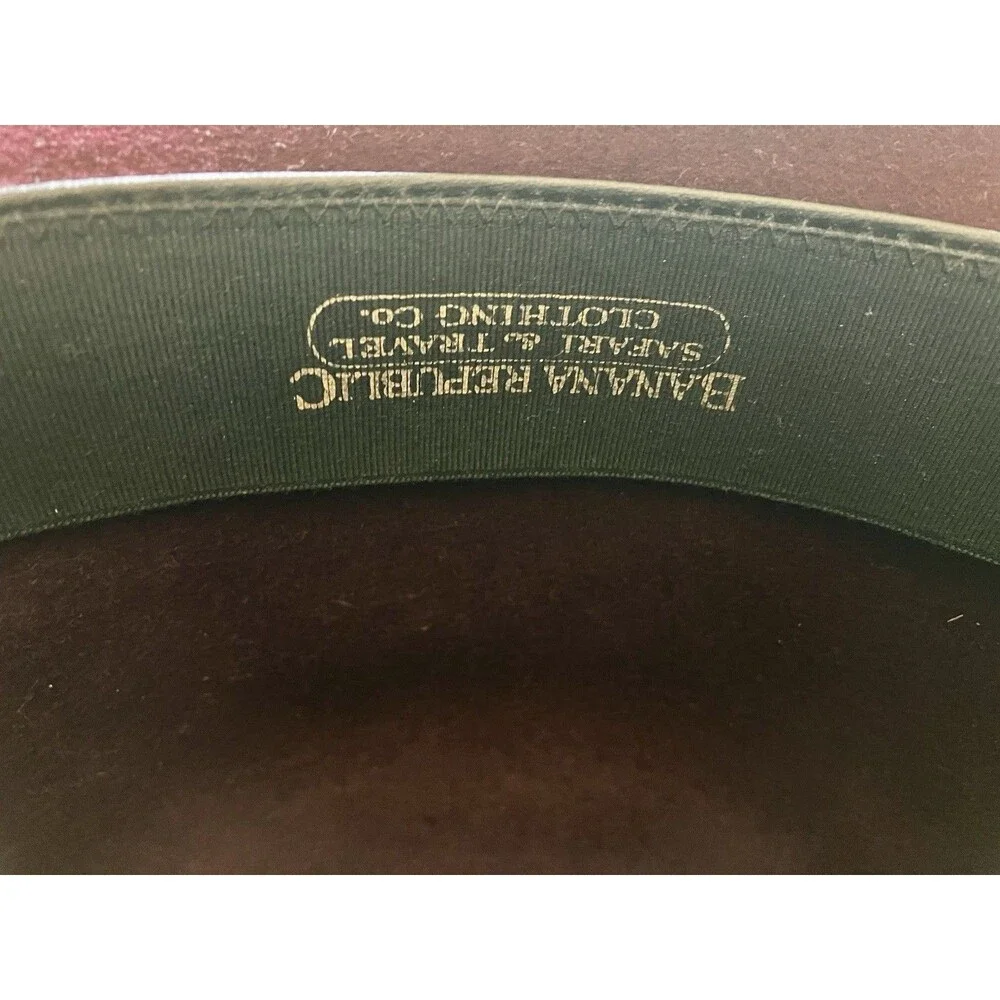 Vintage Banana Republic Safari Co 100% Wool Wide Brim Hat Burgundy Size L USA
